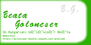 beata goloncser business card